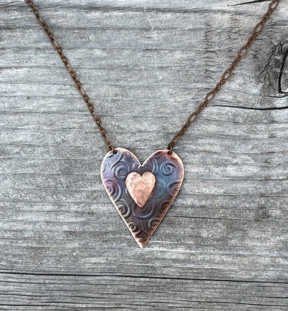 Handcrafted Copper Heart Pendant Necklace