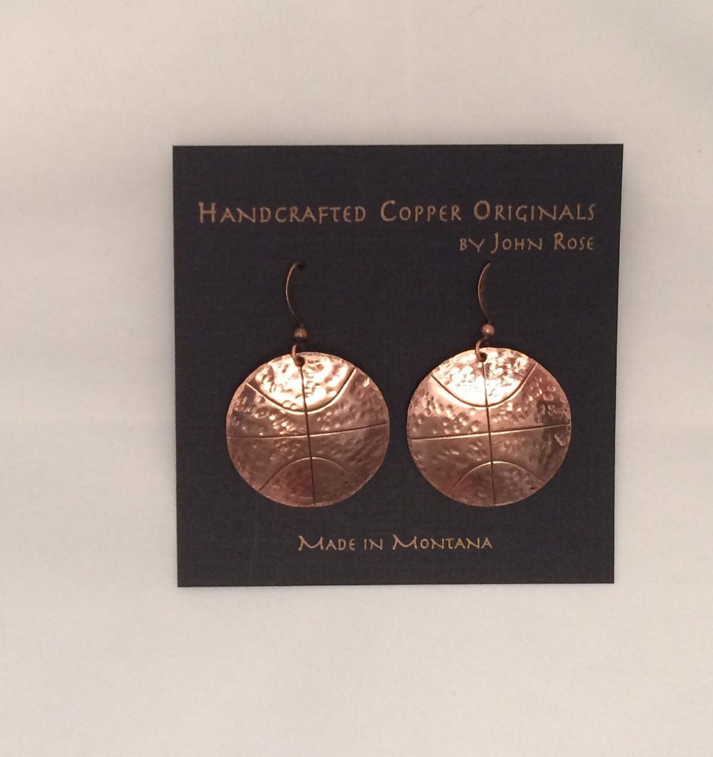 Handcrafted Copper Basketball Earrings