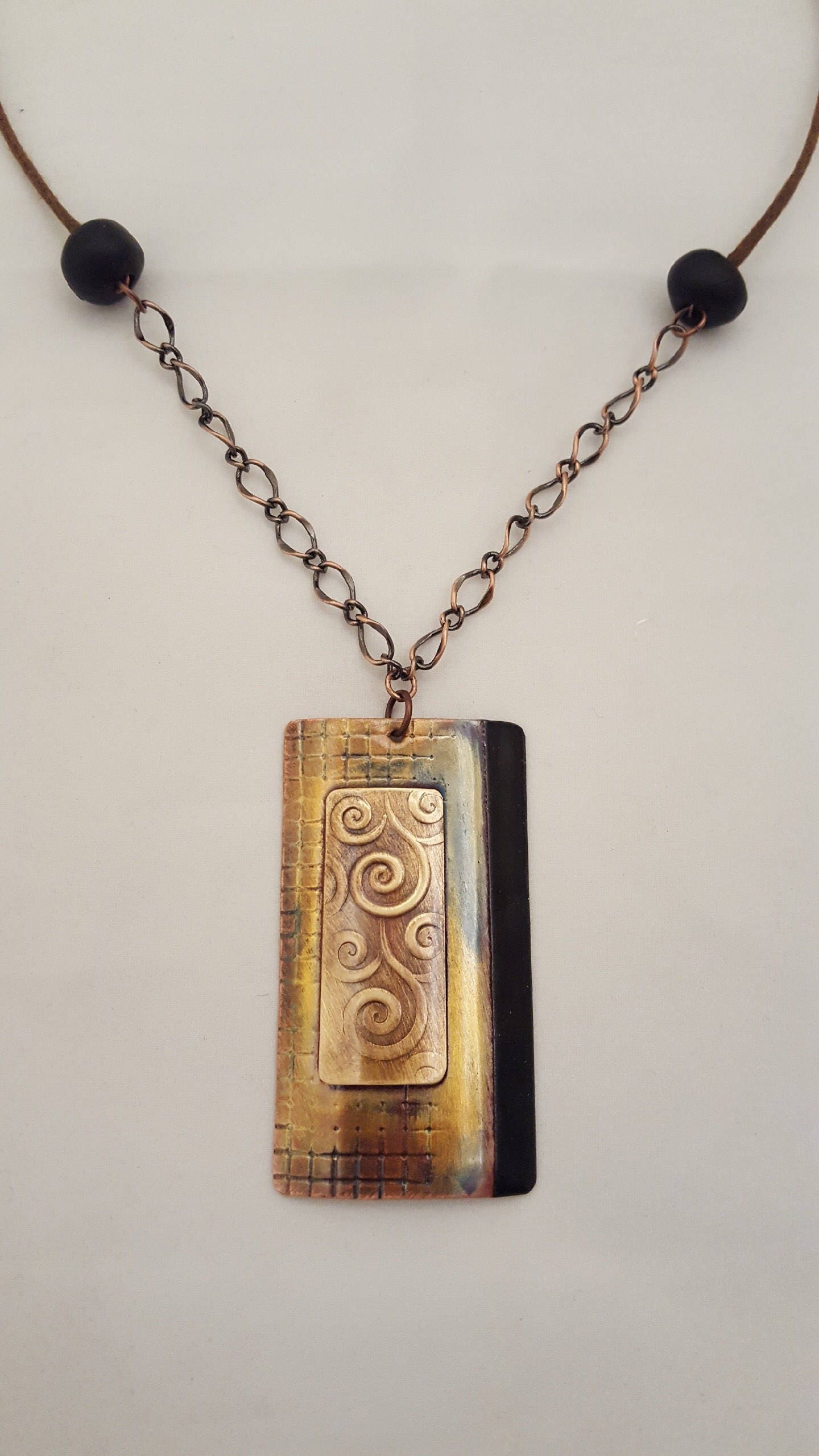 Handrafted Copper Enamel Pendant Necklace
