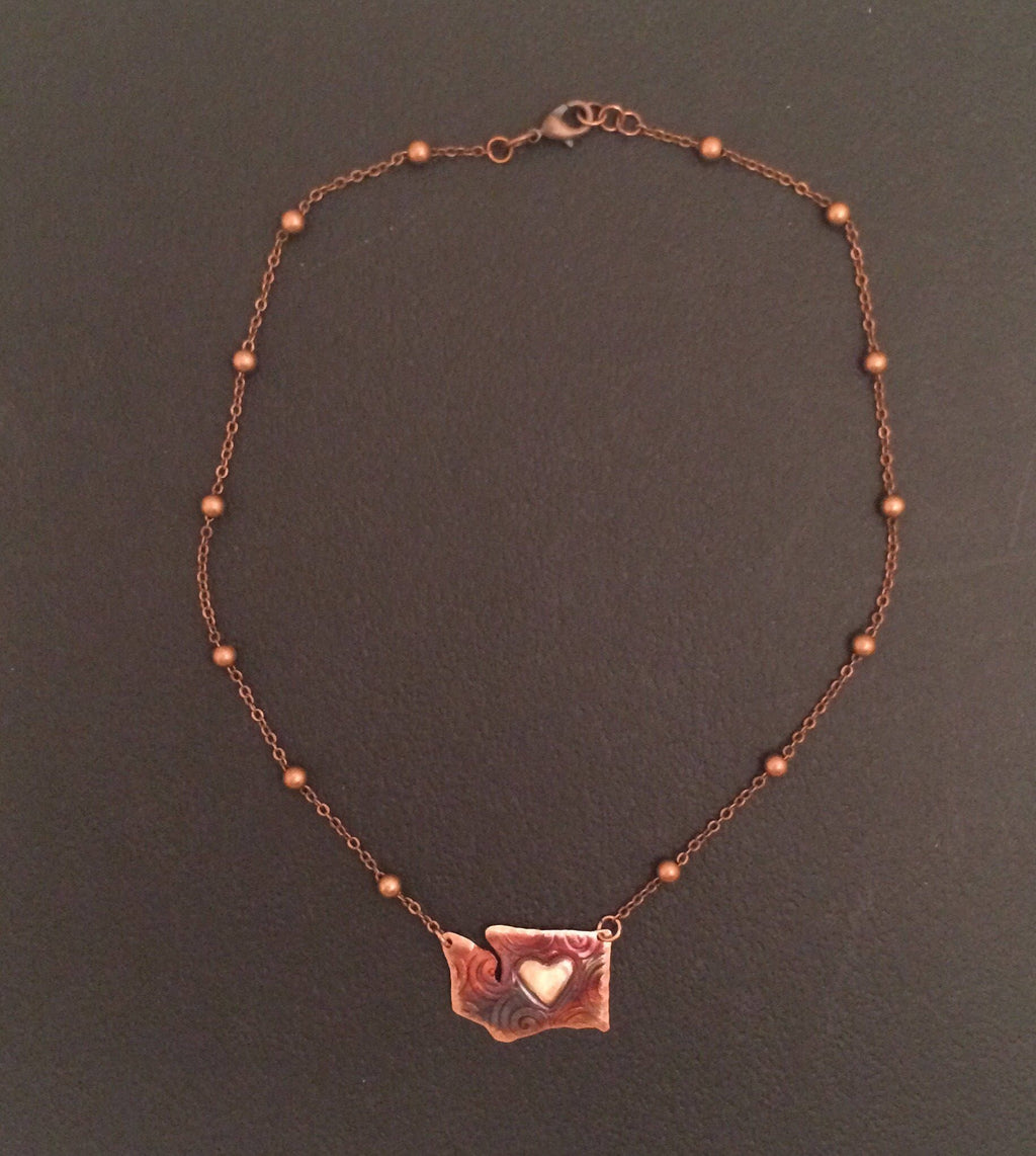 My heart is in Washington Necklace, State Necklace, Washington, Northwest Jewelry