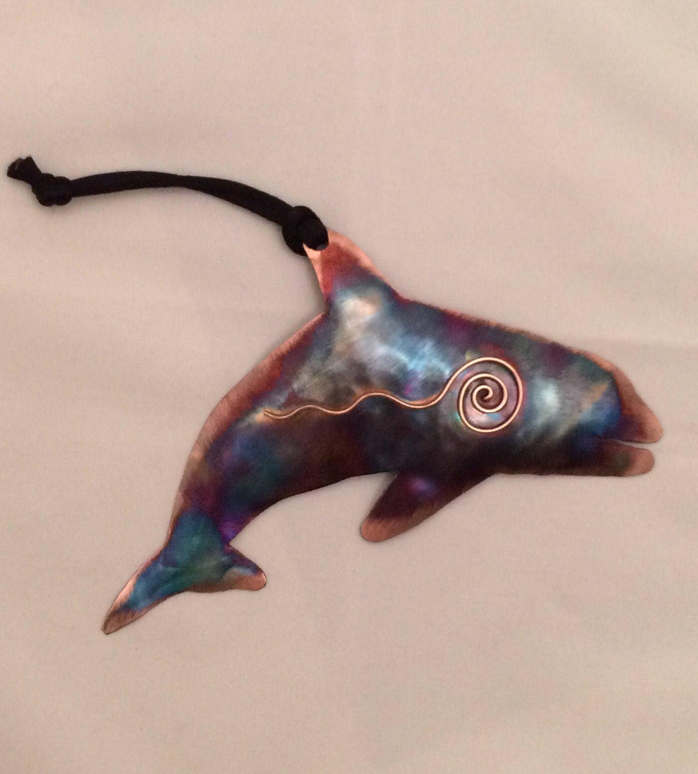 Handcrafted Copper Orca Whale Ornament