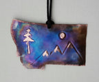 Montana Mountain Scene fired copper Ornament