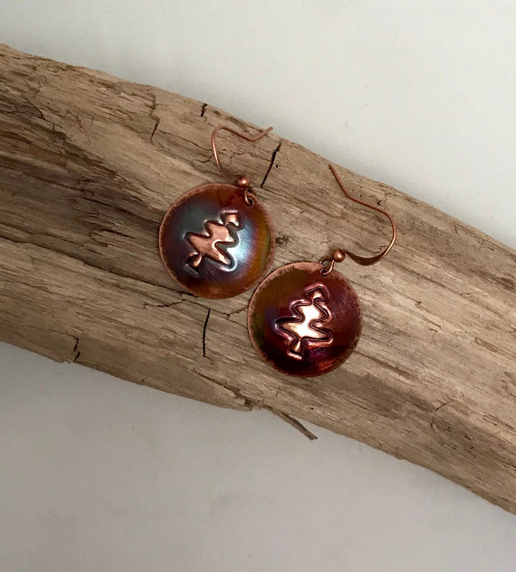 Handcrafted Copper Tree Earrings