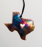 Texas State with Heart torch fired Ornament