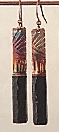 Enamel on Torched Copper  Earrings