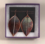 Handcrafted Copper Large Leaf Earrings
