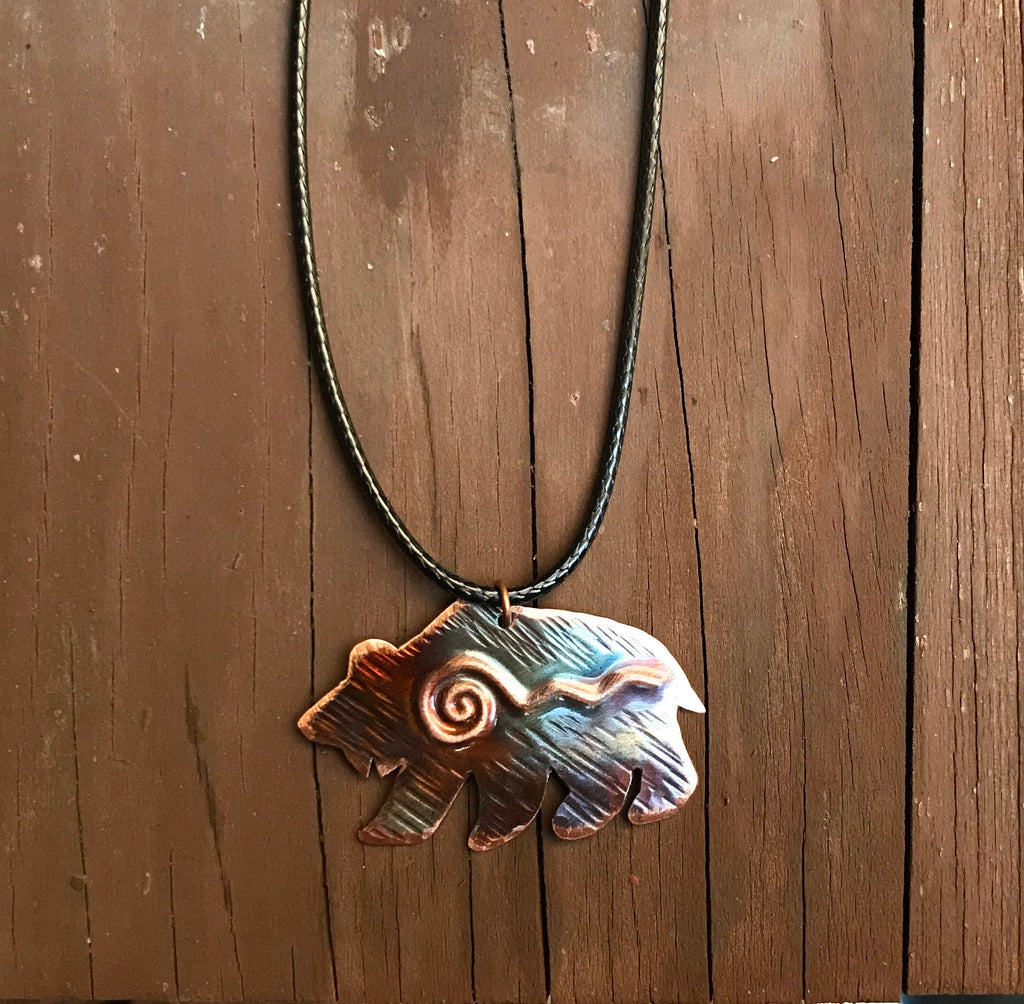 Handcrafted Copper Bear Necklace