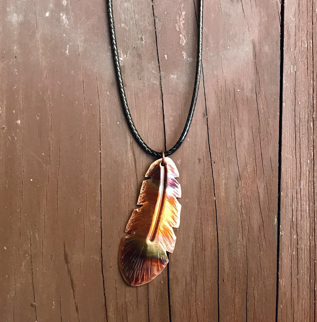 Handcrafted Copper Feather Necklace