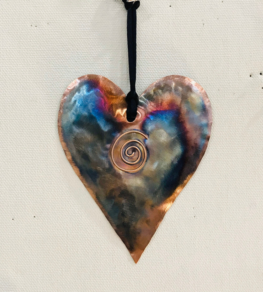 Handcrafted Copper Heart with Swirl Ornament