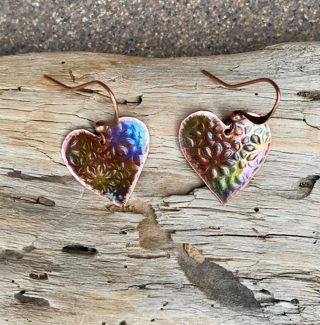 Handcrafted Copper Heart Earrings