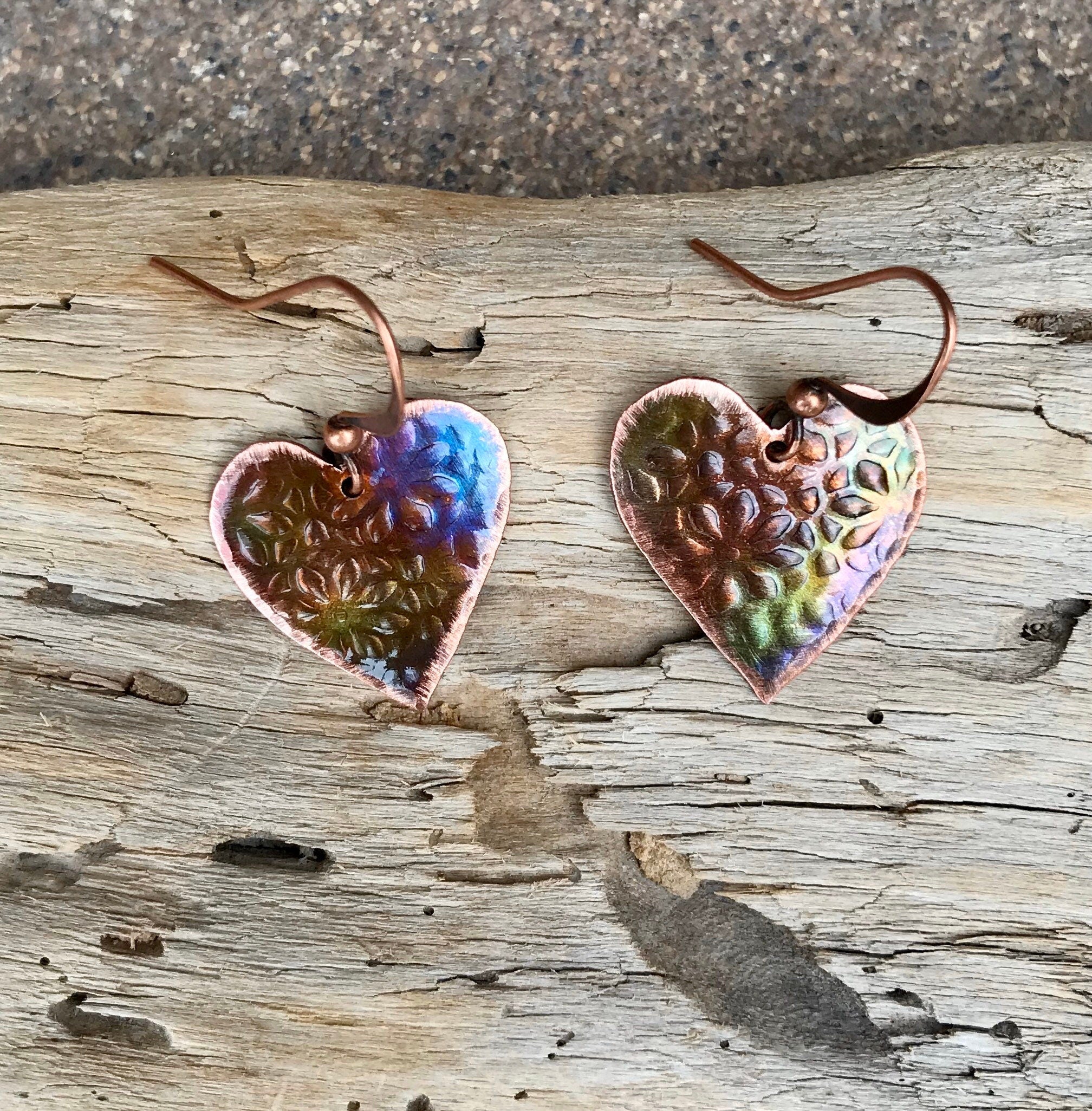 Handcrafted Copper Heart Earrings