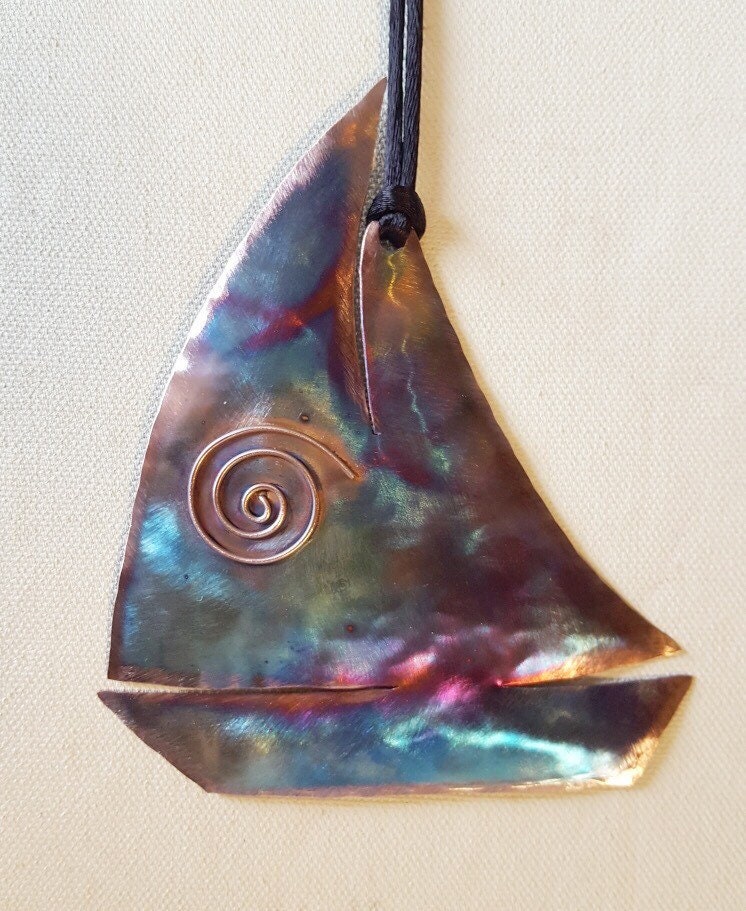Handcrafted Copper Sailboat Ornament