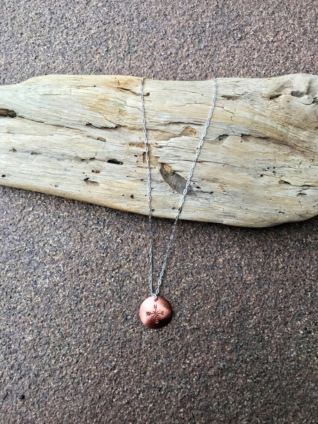 Copper and Silver Compass Necklace, Petite Necklace, Compass, Torched Copper, Handcrafted, Made in Montana