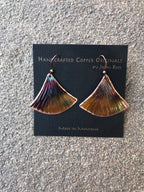 Handcrafted  Copper Fan style Earrings, Torched copper, Modern, heated copper, Made in Montana