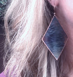 Handcrafted Copper Large Diamond Earrings, Trendy Earrings, Big Earrings, Torched Copper Earrings