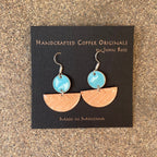Copper Enameled Earrings, Trendy Earrings, turquoise, Geometric,