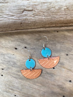 Copper Enameled Earrings, Trendy Earrings, turquoise, Geometric,