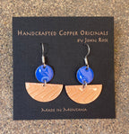 Copper Enameled Earrings, Trendy Earrings,  True Blue, Sky Blue, Geometric, Spring, Summer, Made in Montana
