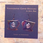 Handcrafted Copper Coffee Cup Design Earrings
