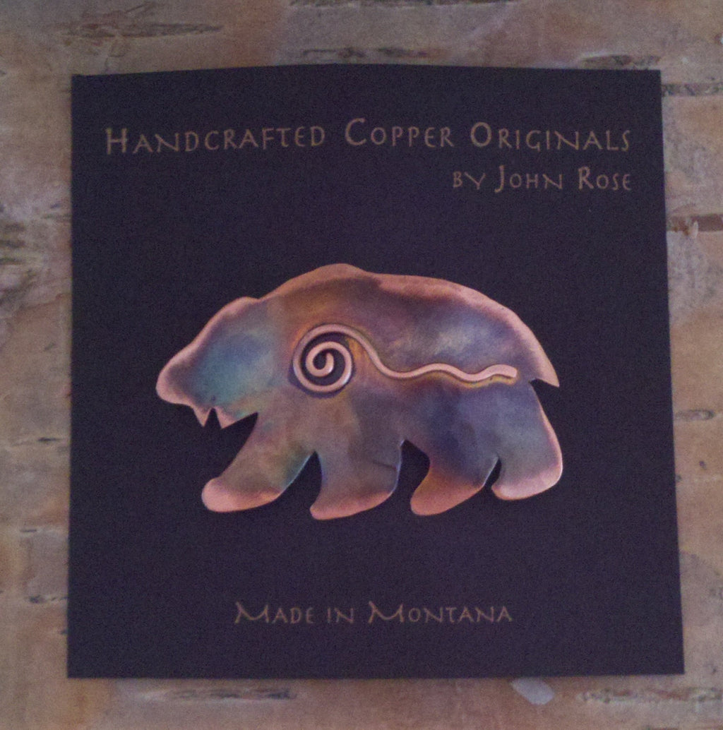 Handcrafted Copper Bear Pin
