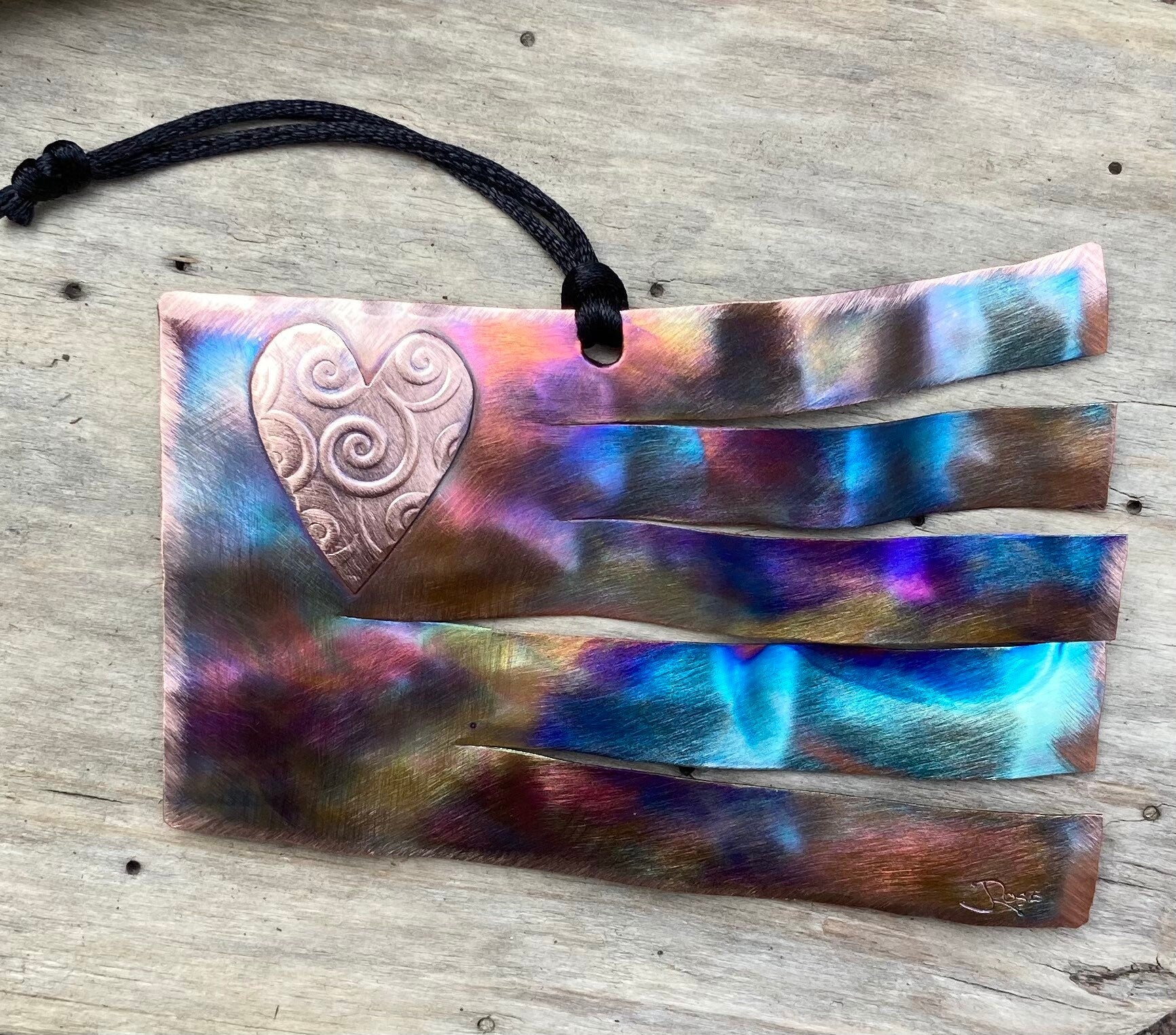 Handcrafted Copper American Flag Ornament, Patriot, USA, Military gift, America