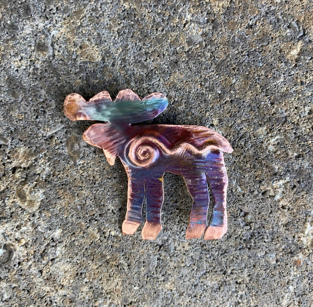 Handcrafted Copper Moose Pin