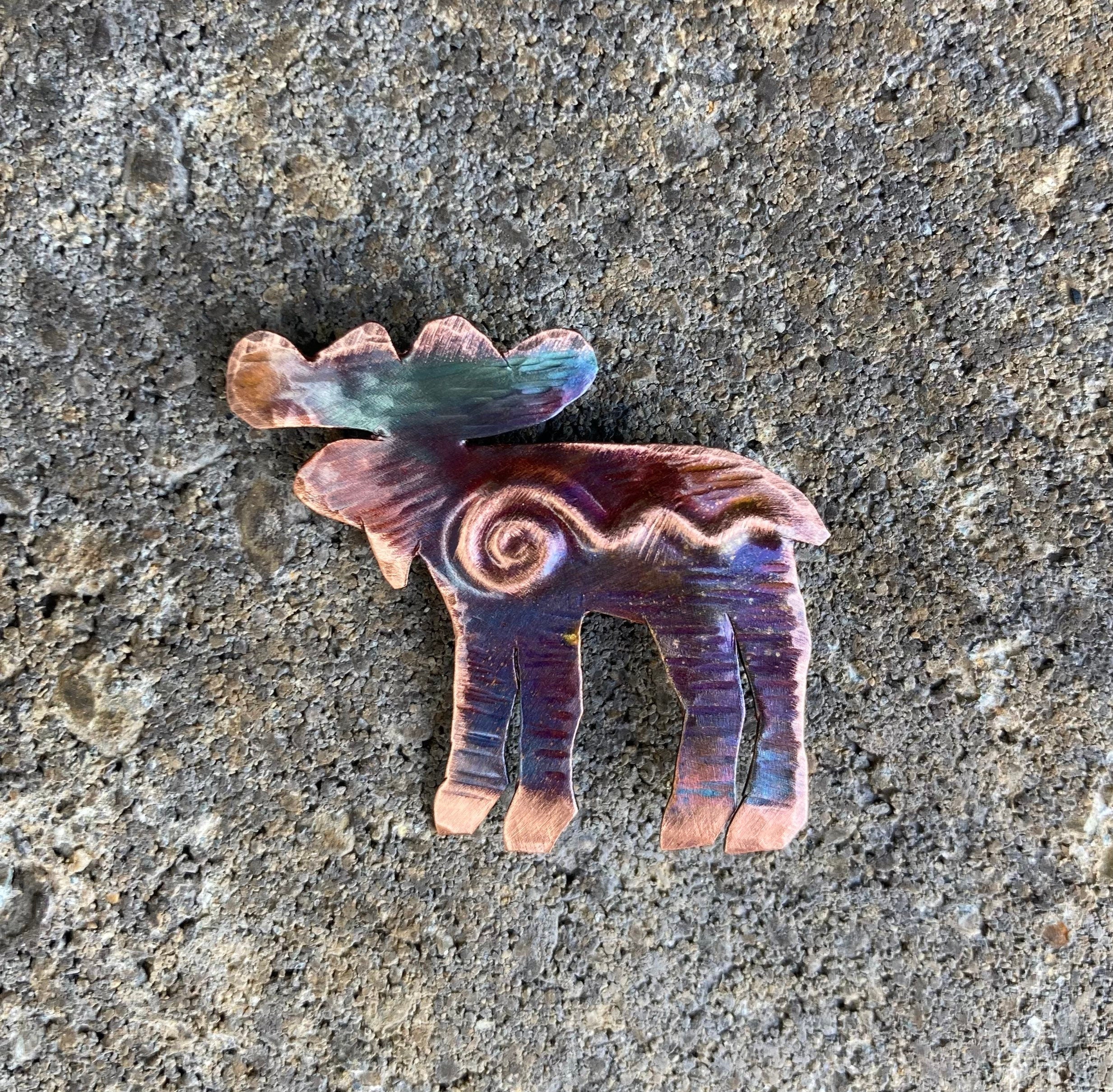 Handcrafted Copper Moose Pin