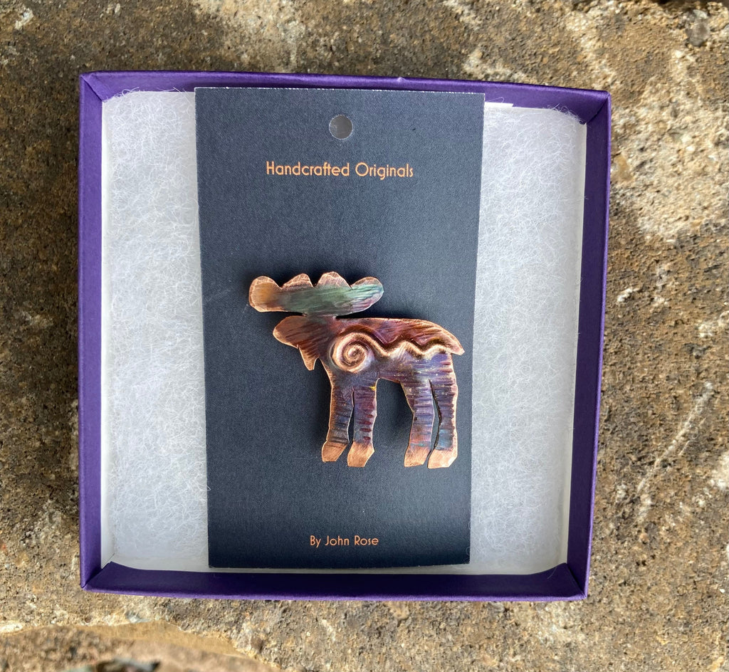 Handcrafted Copper Moose Pin