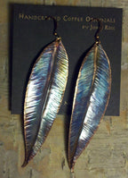 Handcrafted Heated Copper Leaf Earrings