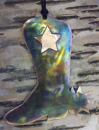 Handcrafted Copper Cowboy Boot with Star Ornament