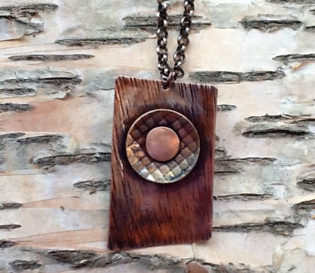 Torched Copper Pendant Necklace