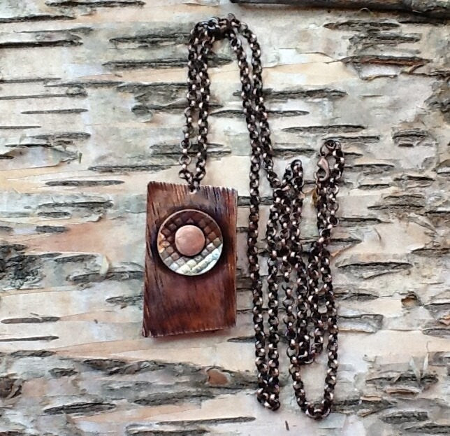 Torched Copper Pendant Necklace