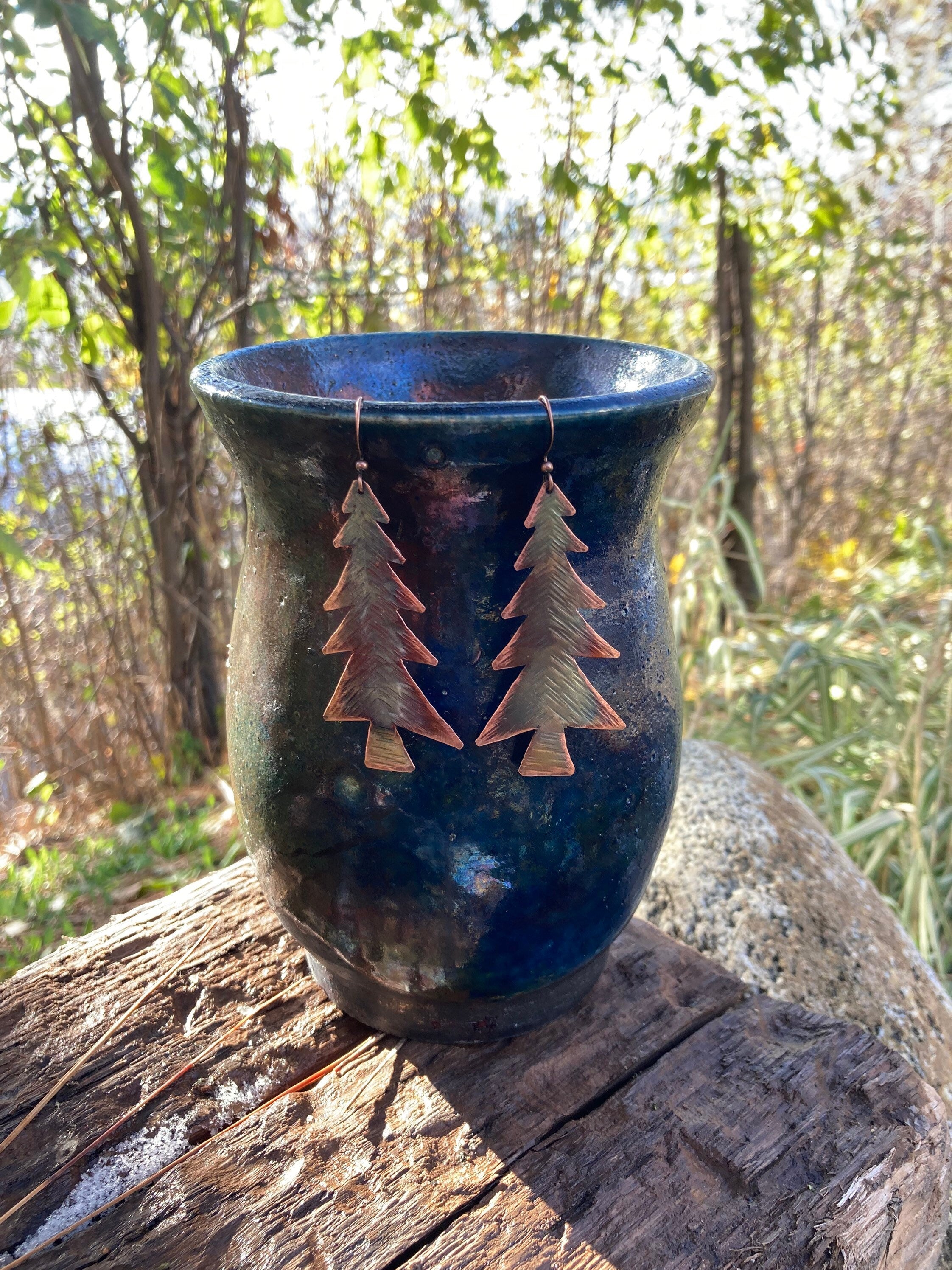 Handcrafted Heated Large Tree Earrings