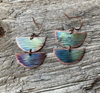 Handcrafted Copper Earrings, boho, modern, geometric, torched