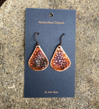 Handcrafted Copper Flower Print Tear Drop Earrings…