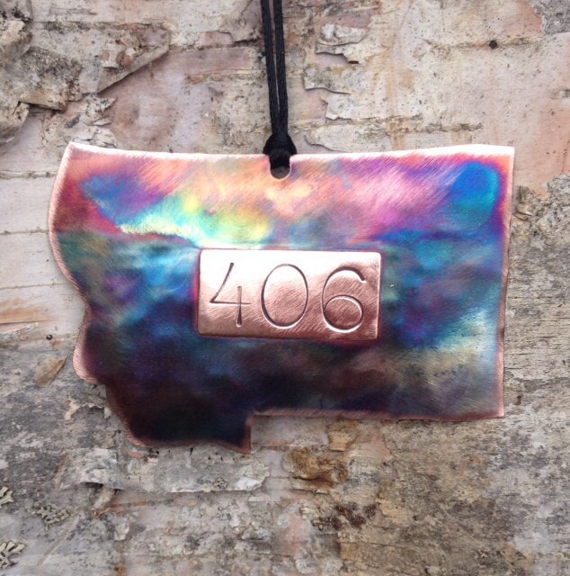 Montana 406 Torch fired copper Ornament