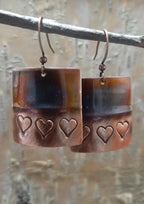 Handcrafted Copper Heart Earrings, Love, Valentines, Birthday, Anniversay, Modern, Trendy