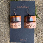 Handcrafted Copper Heart Earrings, Love, Valentines, Birthday, Anniversay, Modern, Trendy