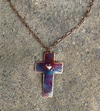 Handcrafted Copper Cross Pendant Necklace, Religious, Baptism, Gift, Love