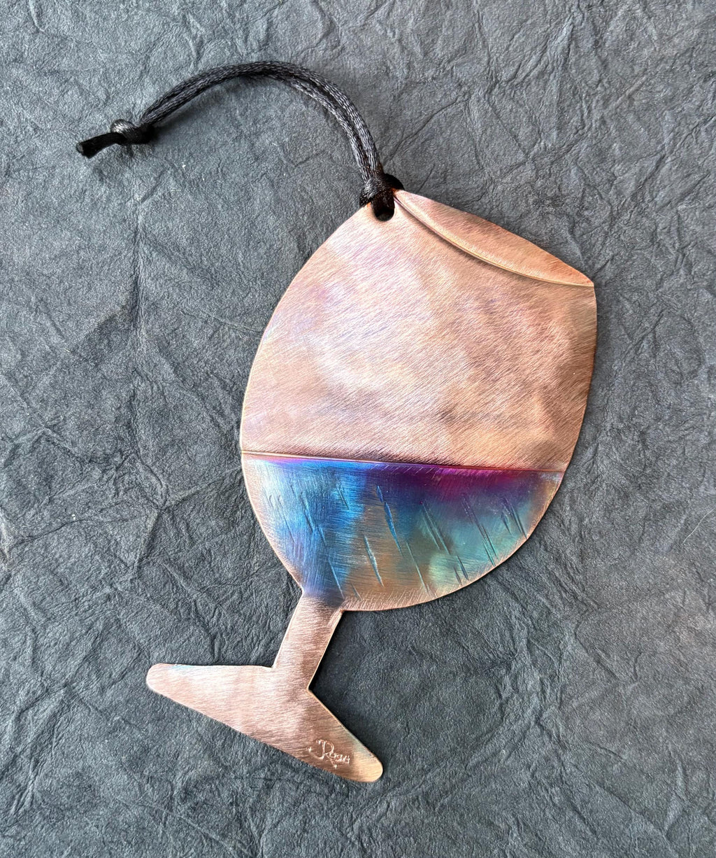 For the Wine Lover! Handcrafted Copper Wine Glass Ornament, wine, Friendship, Wedding, Anniversary, Valentine, Wine Drinker, Bar