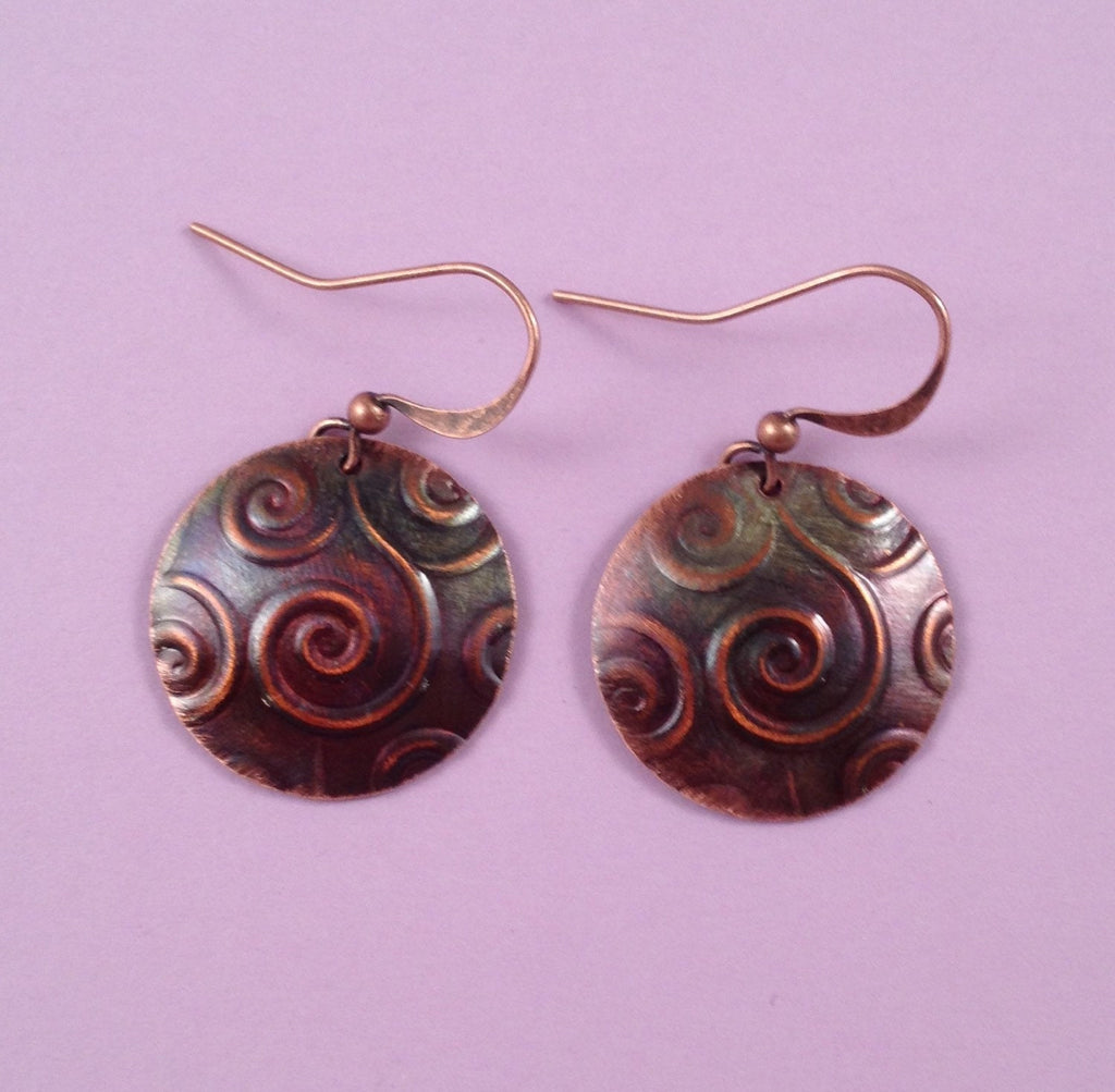 Handcrafted Copper Disk Earrings