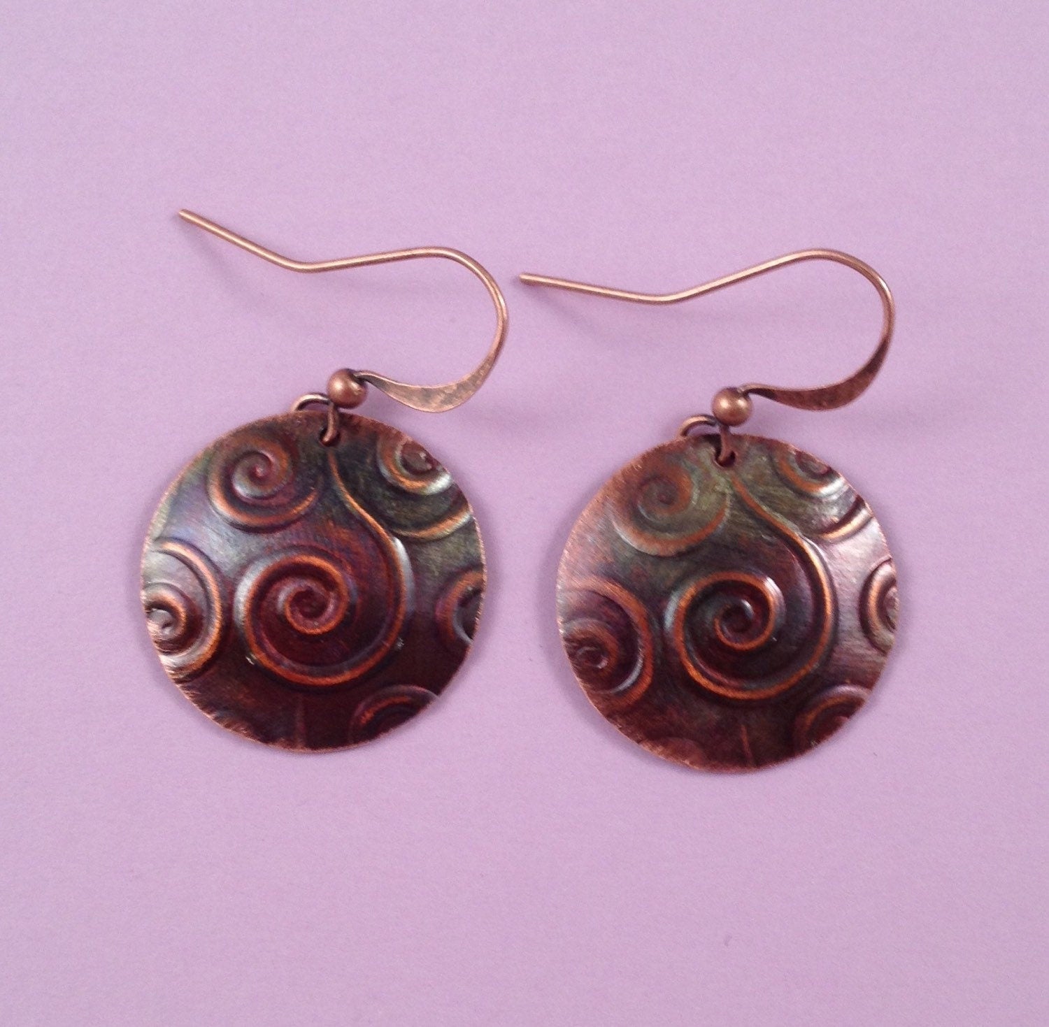 Handcrafted Copper Disk Earrings