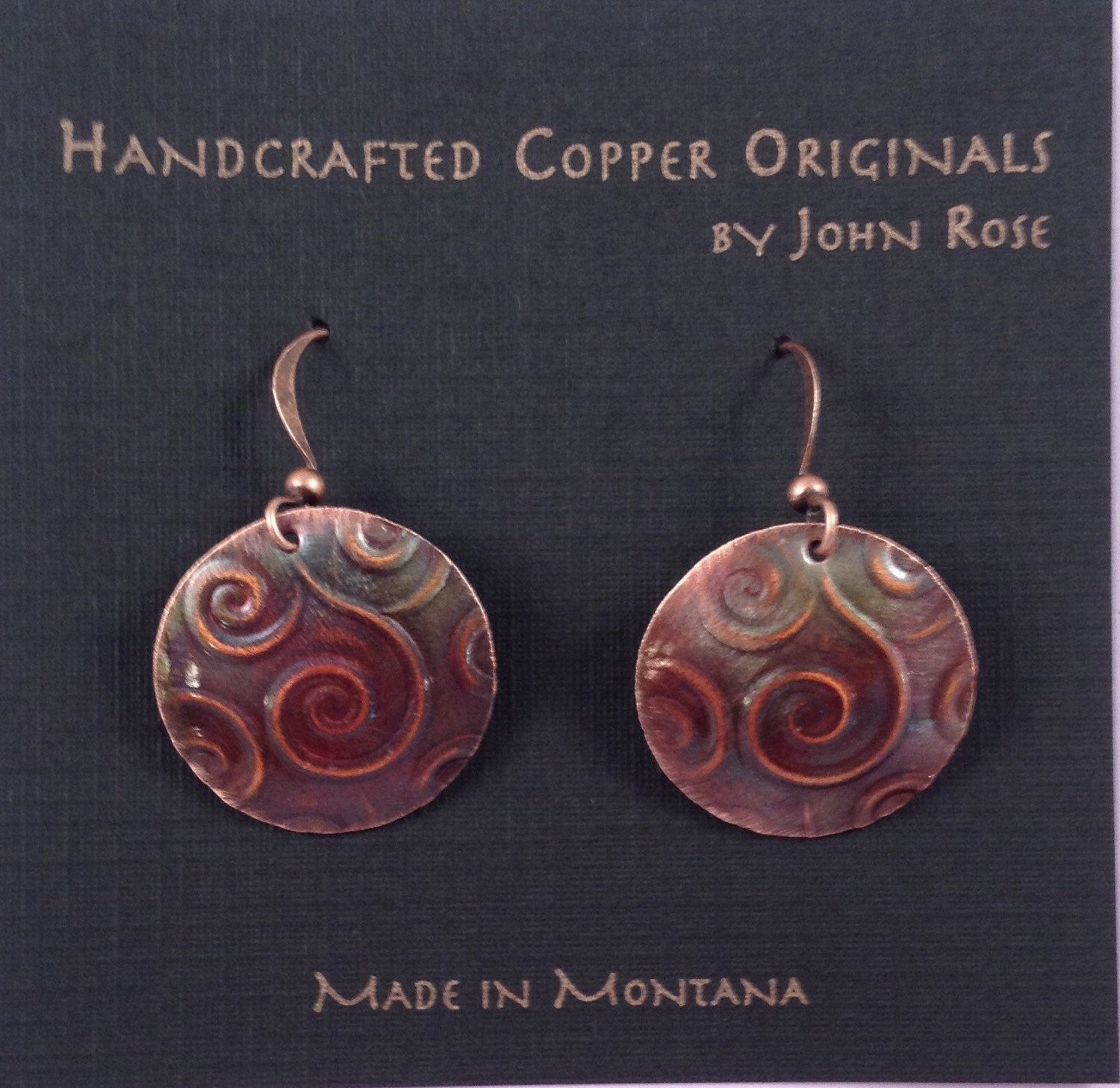 Handcrafted Copper Disk Earrings