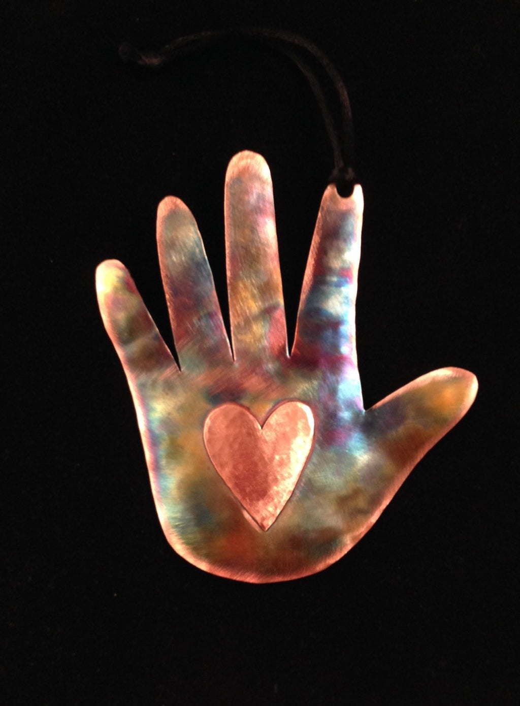 Copper Hand with Heart Ornament