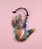 Copper Hand with Heart Ornament
