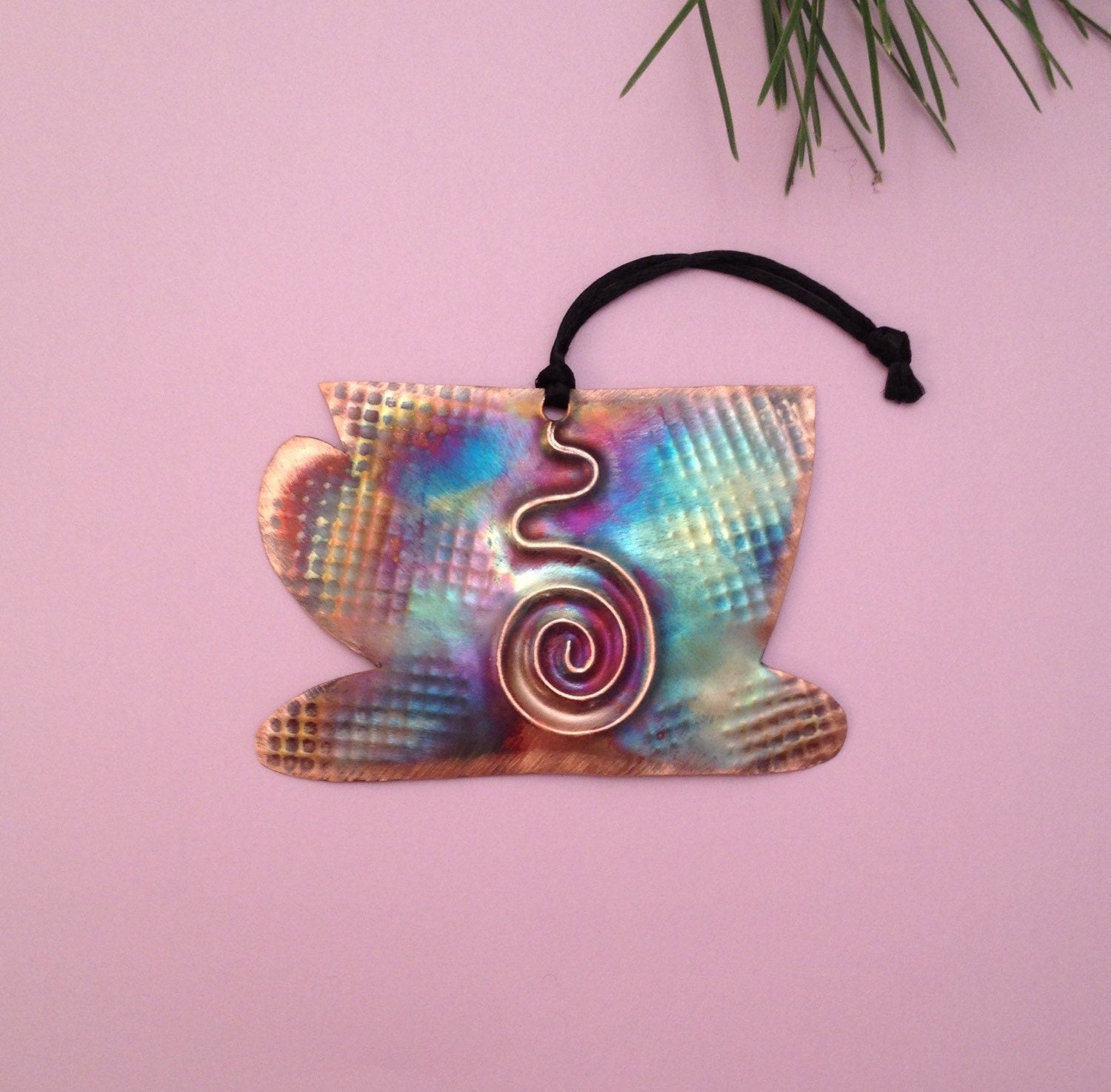 Handcrafted Copper Coffee or Tea Cup Ornament