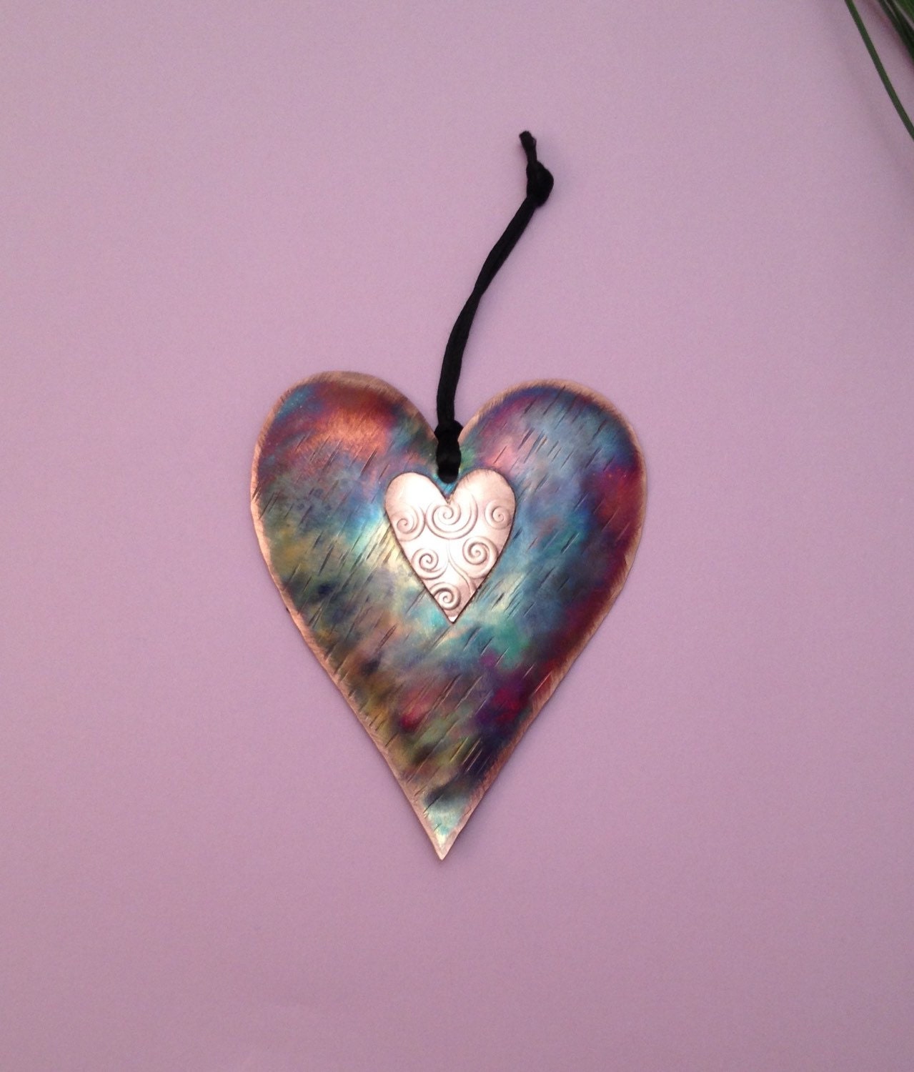Handcrafted Copper Heart Ornament, Love, Friendship, Wedding, Anniversary, Valentine,