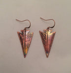 Handcrafted Heated Copper Arrowhead Earrings