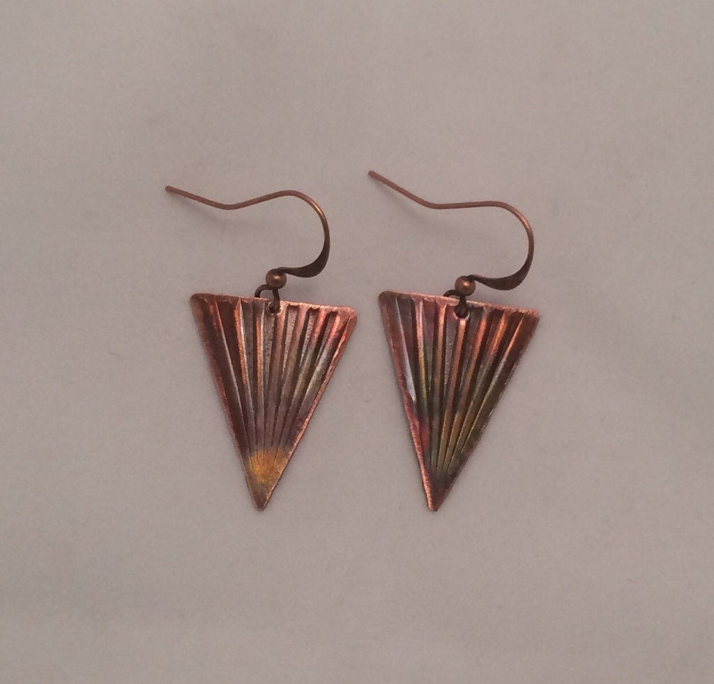 Handcrafted Heated Copper Embossed Earrings