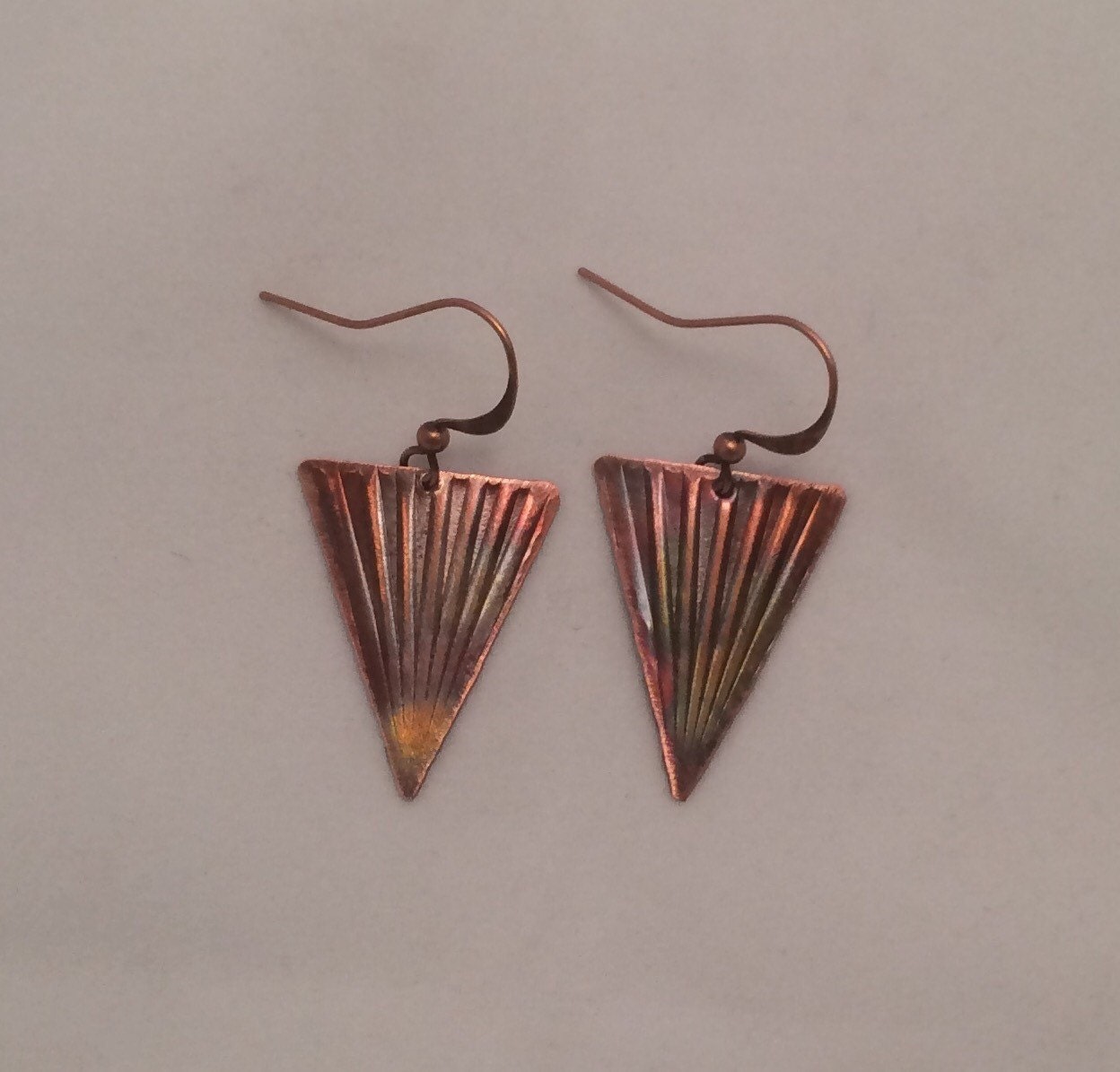 Handcrafted Heated Copper Embossed Earrings